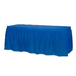 Lot of 2 Blue Table Skirt 29" x 14' Plastic Table Skirt Party Decoration Cover 