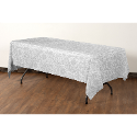 54in. x 108in. Printed Plastic Table cover Silver Lace - 48 ct.