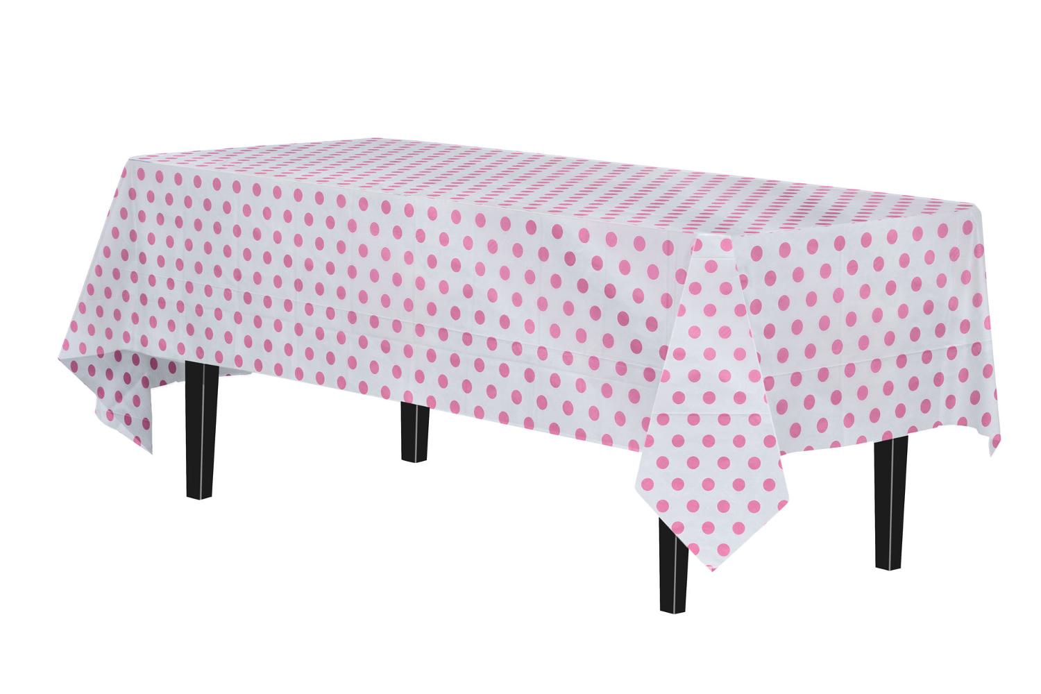 2 x Baby Pink Polka Dot Tablecloth, 