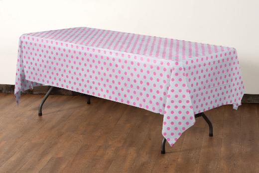 Alternate image of Pink Polka Dot plastic table cover