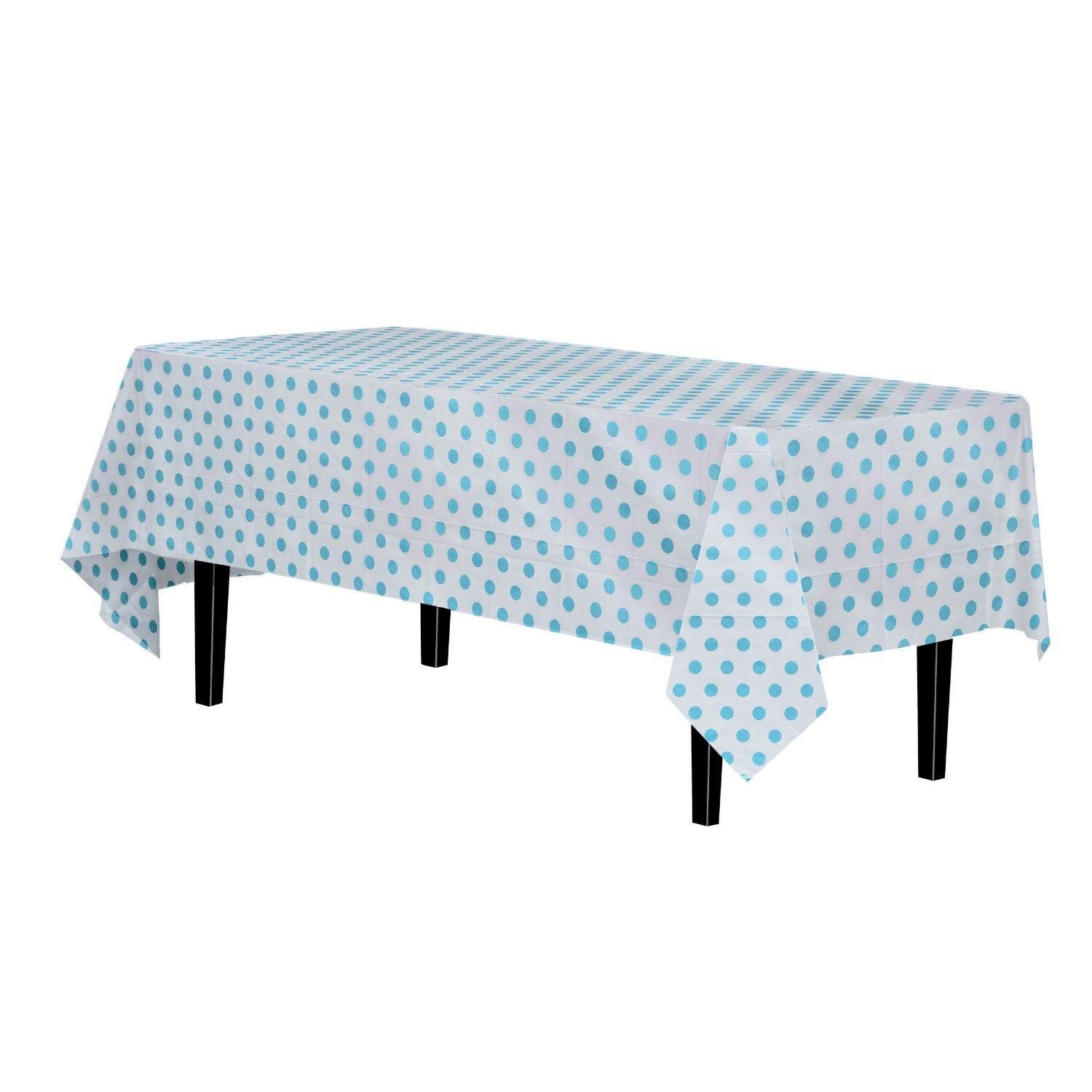 Light Blue Polka Dot plastic table cover (Case)