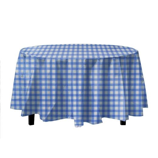 Main image of Round Blue Gingham Table Cover
