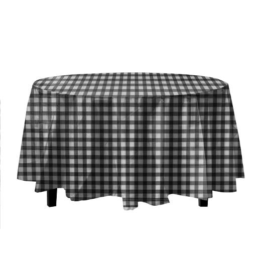 Round Black Gingham Table Cover