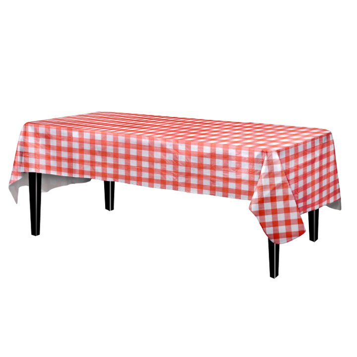 PLAIN RED Flannel Back Table Cover Dinning Room Decor Protective Cloth 182x132cm