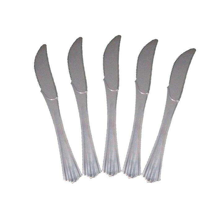Exquisite Silver Plastic Knives - 20 Ct.
