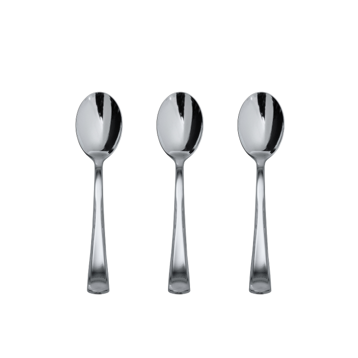 Exquisite Classic Silver Plastic Tea Spoons - 20 Ct.