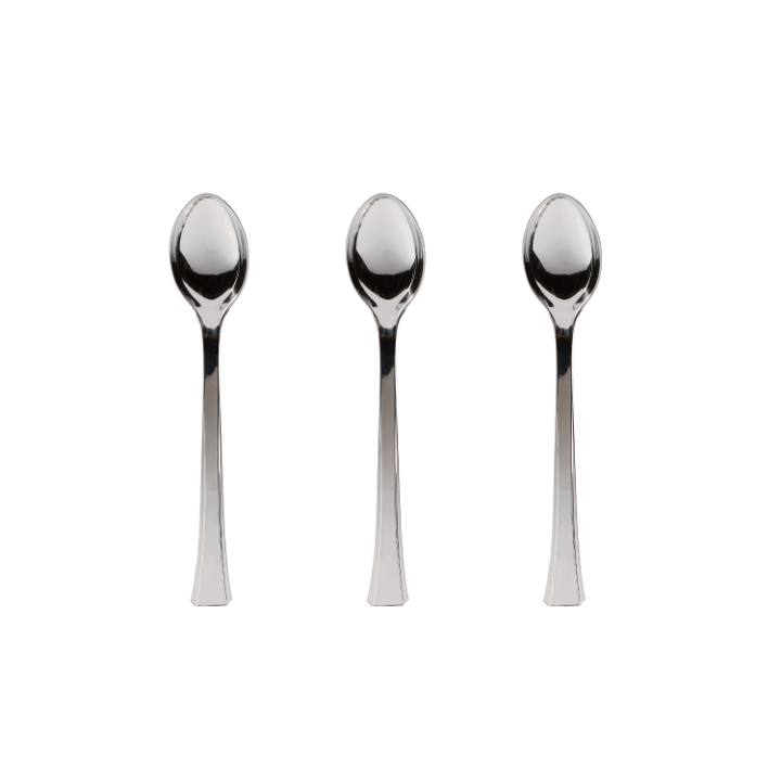 Exquisite Classic Silver Plastic Tasting Spoons - 48 Ct.