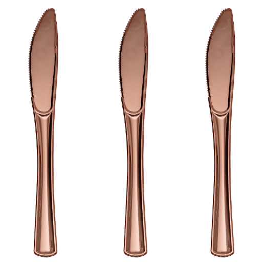 Main image of Exquisite Classic Rose Gold Plastic Knives - 20 Ct.