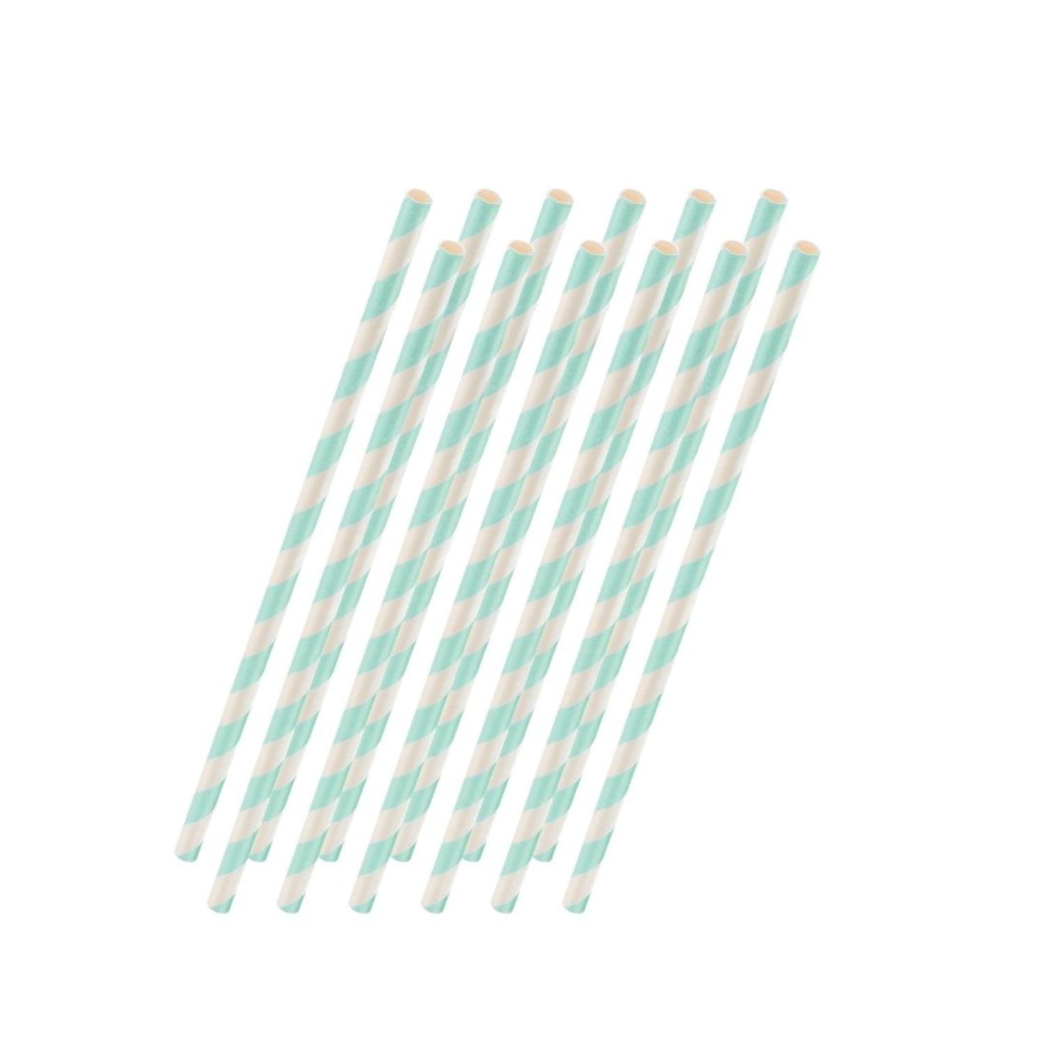 Mint Striped Paper Straws - 25 Ct.