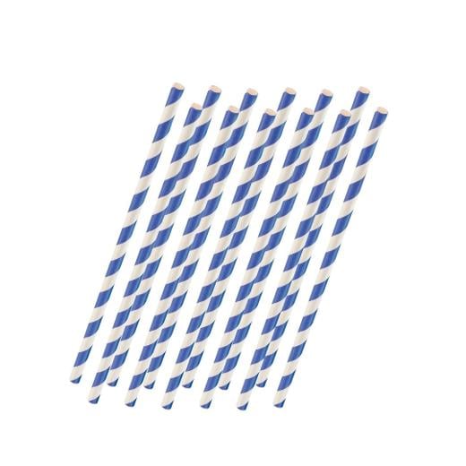 Main image of Bright Blue Striped Paper Straws - 25 Ct.