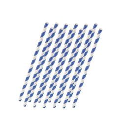 Bright Blue Striped Paper Straws - 25 Ct.