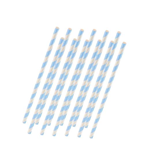 Light Blue Striped Paper Straws - 25 Ct.
