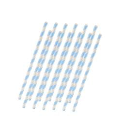 Light Blue Striped Paper Straws - 25 Ct.