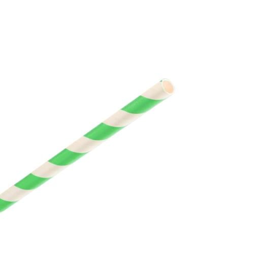 Alternate image of Lime Green Striped Paper Straws - 25 Ct.