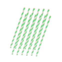 Lime Green Striped Paper Straws - 25 Ct.