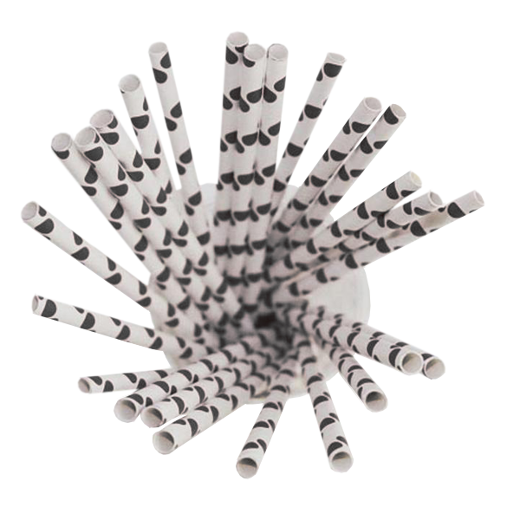 Main image of Black Polka Dot Paper Straws - 25 Ct.