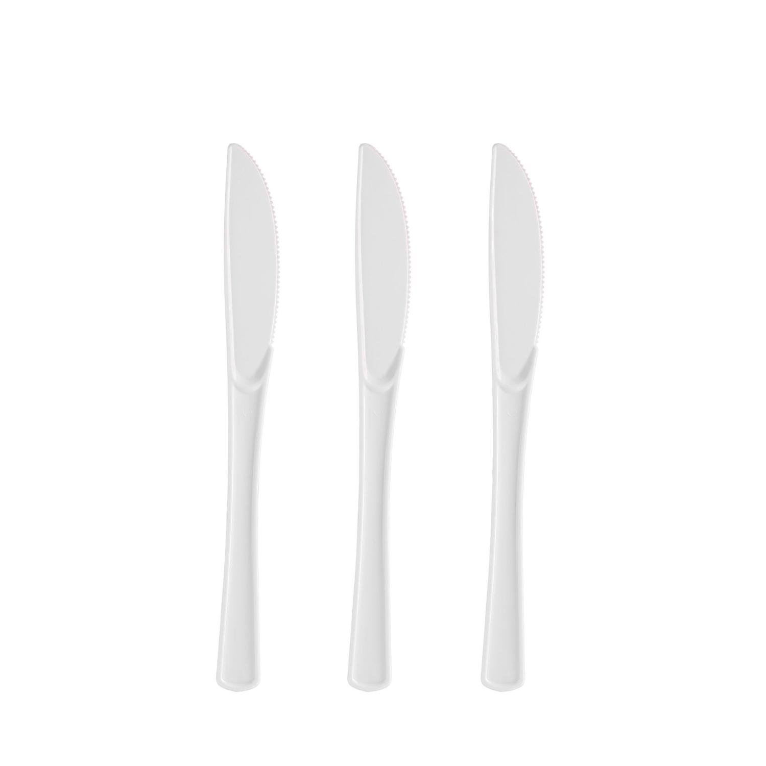 Disposable KNIVES WHITE Plastic Catering Cutlery Take Away Celebrations Picnic 