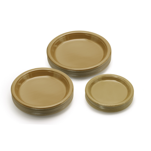 Alternate image of 7 In. Gold Plastic Plates - 8 Ct.