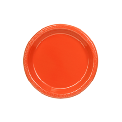 7in. Orange plastic plates (8)
