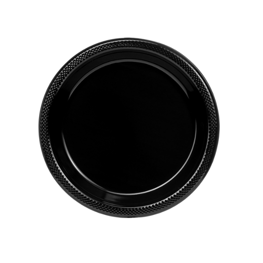 Main image of 9 In. Black Plastic Plates - 8 Ct.