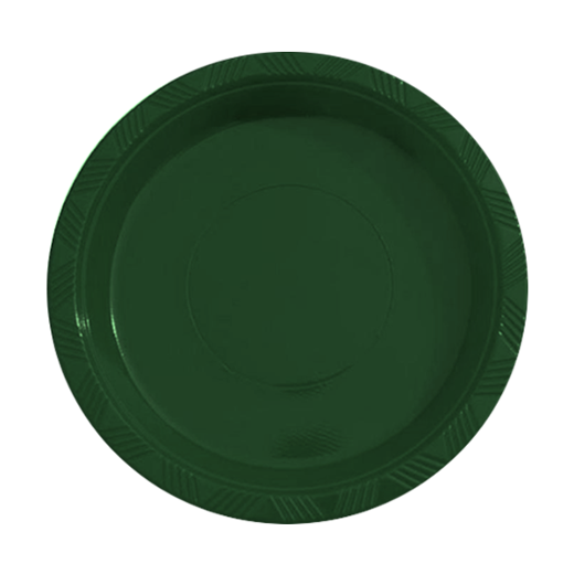 Main image of 9 In. Dark Green Plastic Plates - 8 Ct.