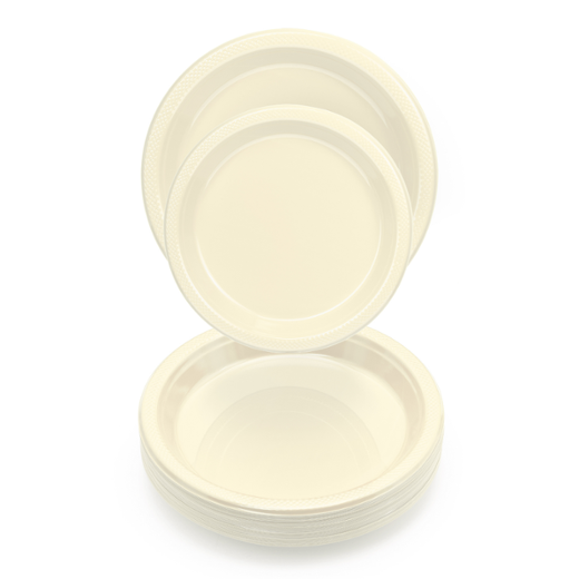Alternate image of 9 In. Ivory Plastic Plates - 8 Ct.