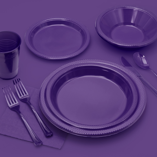 24 Plates 9" Paper Dinner Lunch Plates Wax Coated Purple 