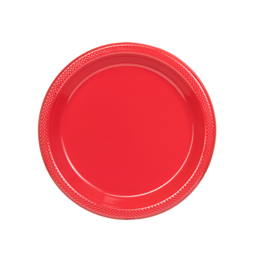Main image of 9 In. Red Plastic Plates - 8 Ct.