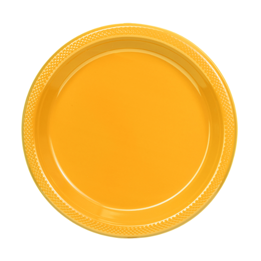 Main image of 9 In. Yellow Plastic Plates - 8 Ct.