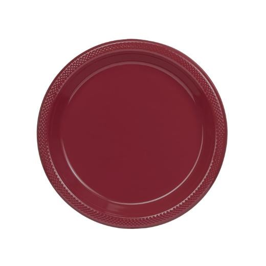 7 In. Burgundy Plastic Plates - 50 Ct.