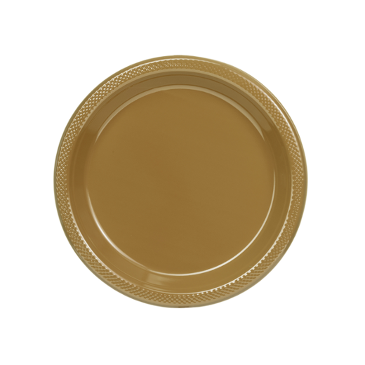 7 In. Gold Plastic Plates - 50 Ct.