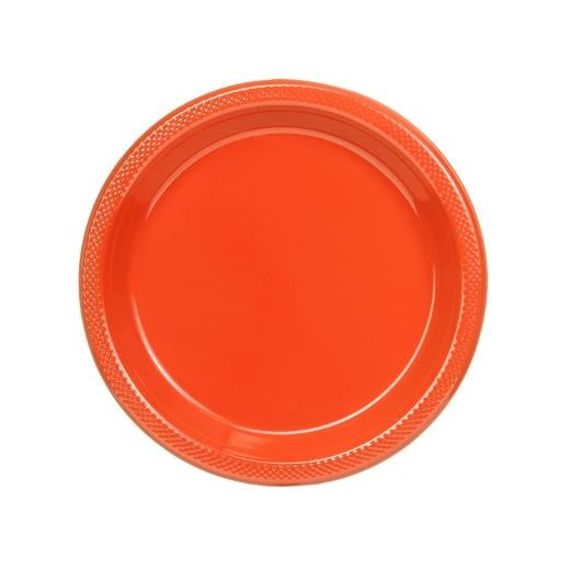 7 In. Orange Plastic Plates - 50 Ct.