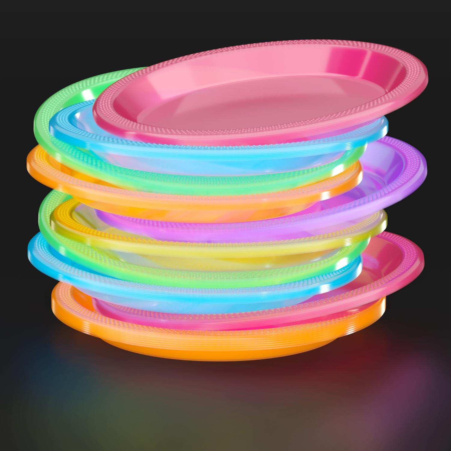 Assorted Neon Glow 7 in. Plates - 720 Count