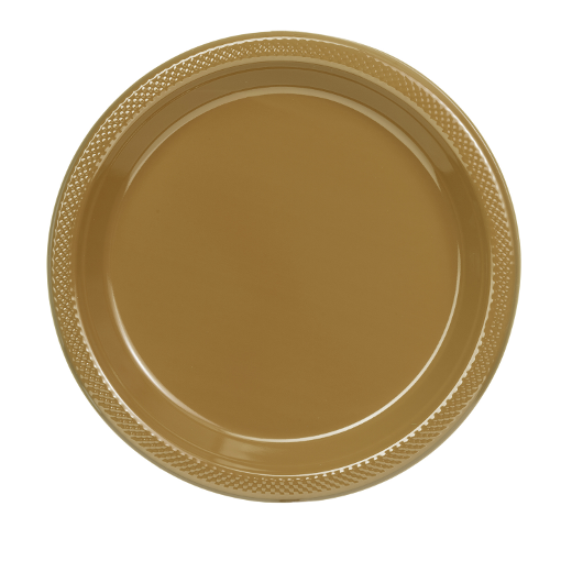Main image of 9in. Plastic Plates 50 ct. Gold - 600 ct.