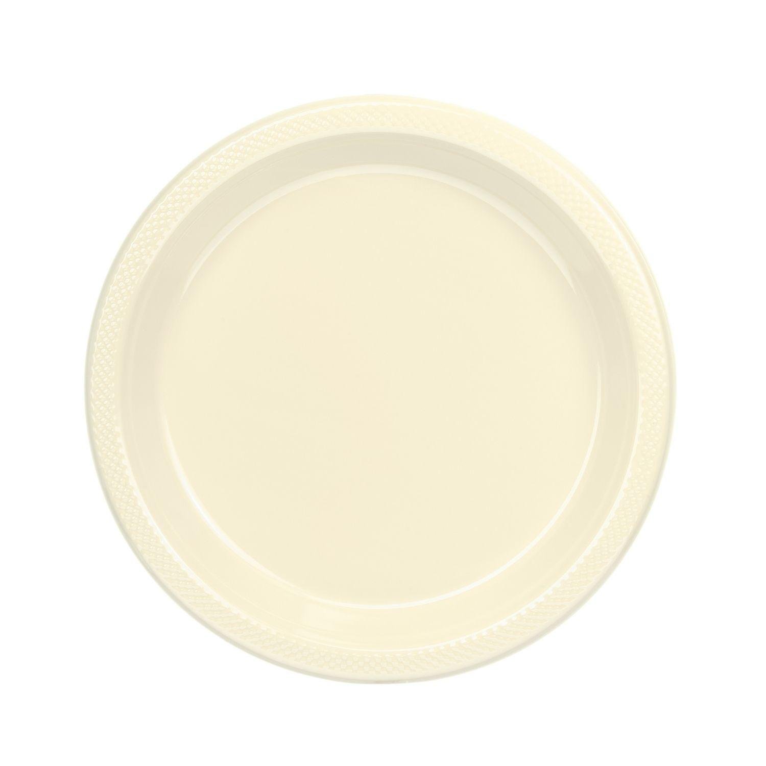 10 Round Gold Plastic Dinner Plates 50ct.