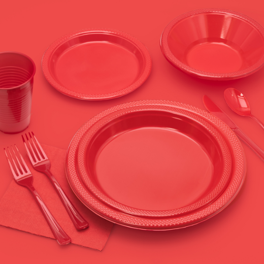 Alternate image of 9 In. Red Plastic Plates - 50 Ct.