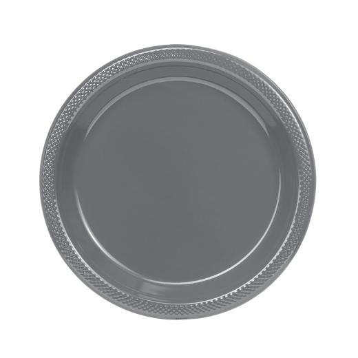 Main image of 9 In. Silver Plastic Plates - 50 Ct.