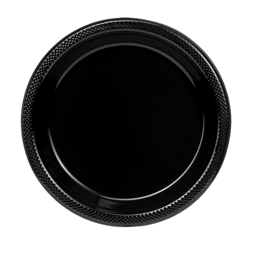 Main image of 10 In. Black Plastic Plates - 50 Ct.