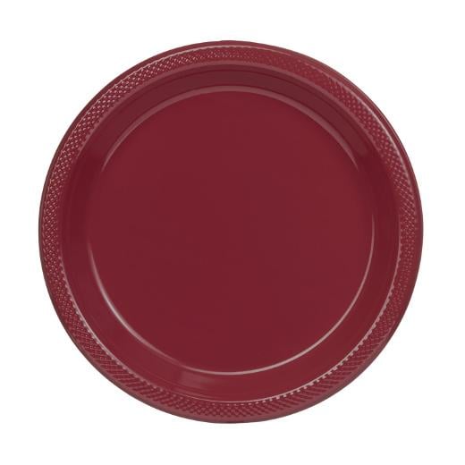 10 In. Burgundy Plastic Plates - 50 Ct.