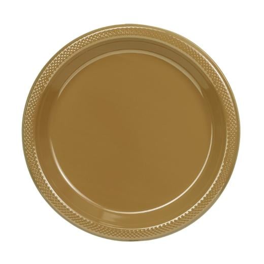 Main image of 10 In. Gold Plastic Plates - 50 Ct.
