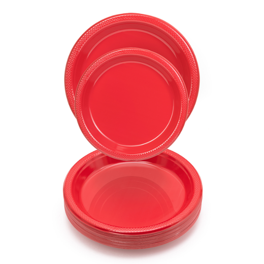 Alternate image of 10 In. Red Plastic Plates - 50 Ct.