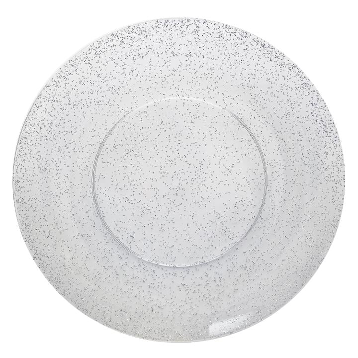 8" Silver Sparkle Design Plastic Plates - 10 ct.
