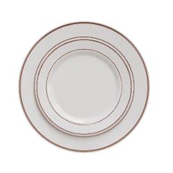 7.5 In. White/Rose Gold Line Design Plates - 10 Ct.