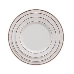9 In. White/Rose Gold Line Design Plates - 10 Ct.