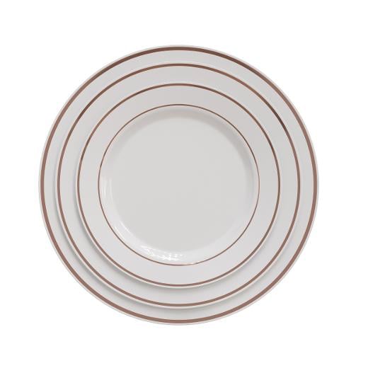 Alternate image of 10.25 In. White/Rose Gold Line Design Plates - 10 Ct.