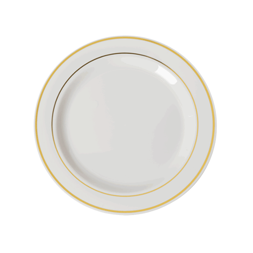 Main image of 7.5 In. Cream/Gold Line Design Plates - 10 Ct.