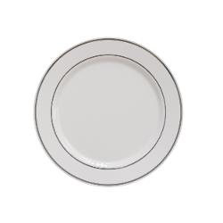 9in. White/ Silver Line Design Plates (10)