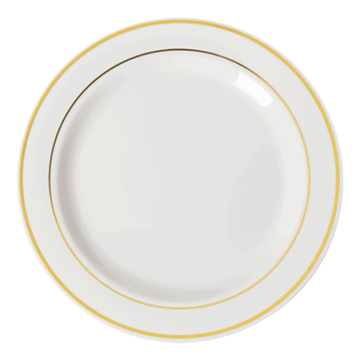 10.25 In. Cream/Gold Line Design Plates - 10 Ct.