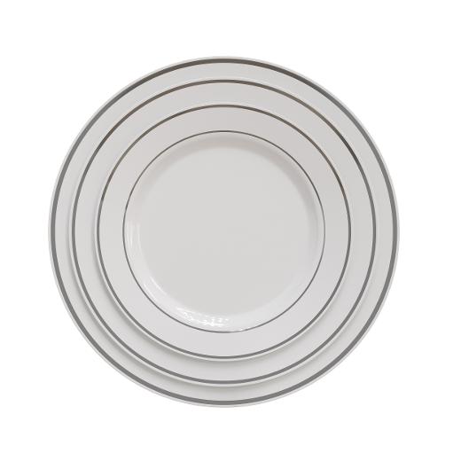 Main image of 10.25in.  White/ Silver Line Design Plates (10)