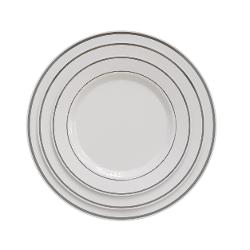 10.25in.  White/ Silver Line Design Plates (10)